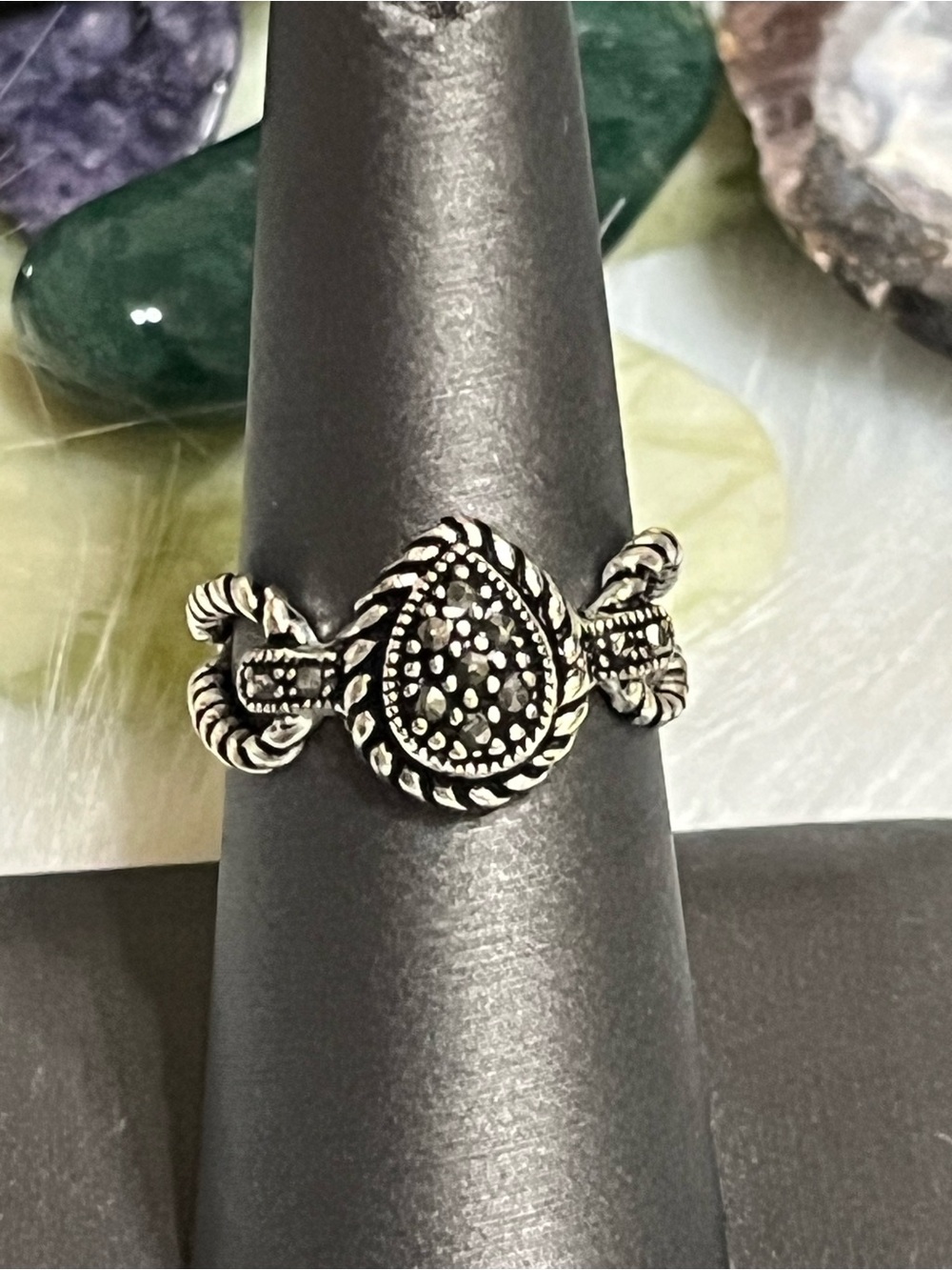 Marsala Sterling Marcasite Ring